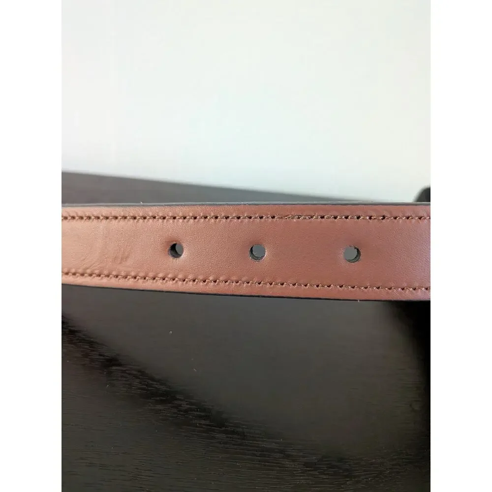 Lands' End Men's Stretch Belt Size 44 Black Elastic Cognac Leather Buckle